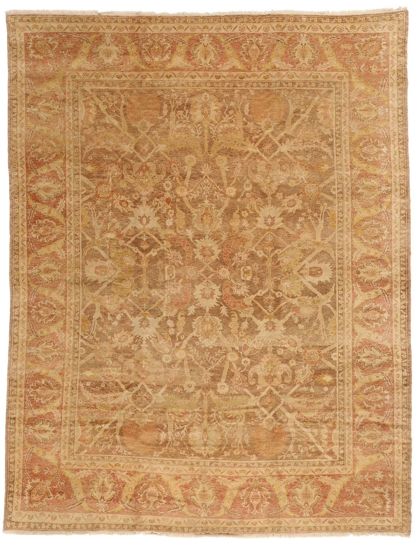 9 x 12 - Brown Vintage Turkish Oushak Rug - 74064