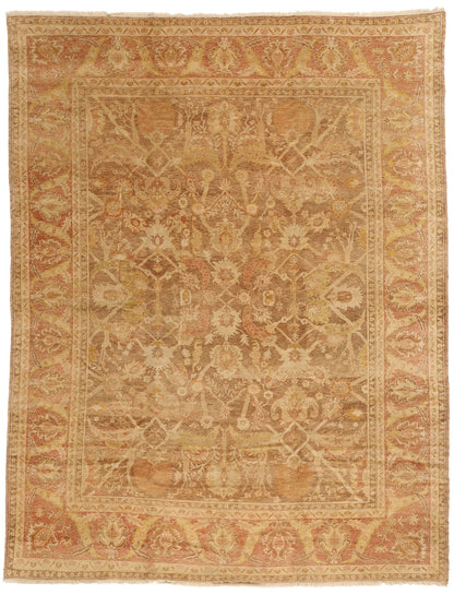 9 x 12 - Brown Vintage Turkish Oushak Rug - 74064