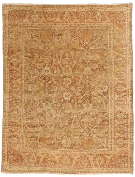 9 x 12 - Brown Vintage Turkish Oushak Rug - 74064