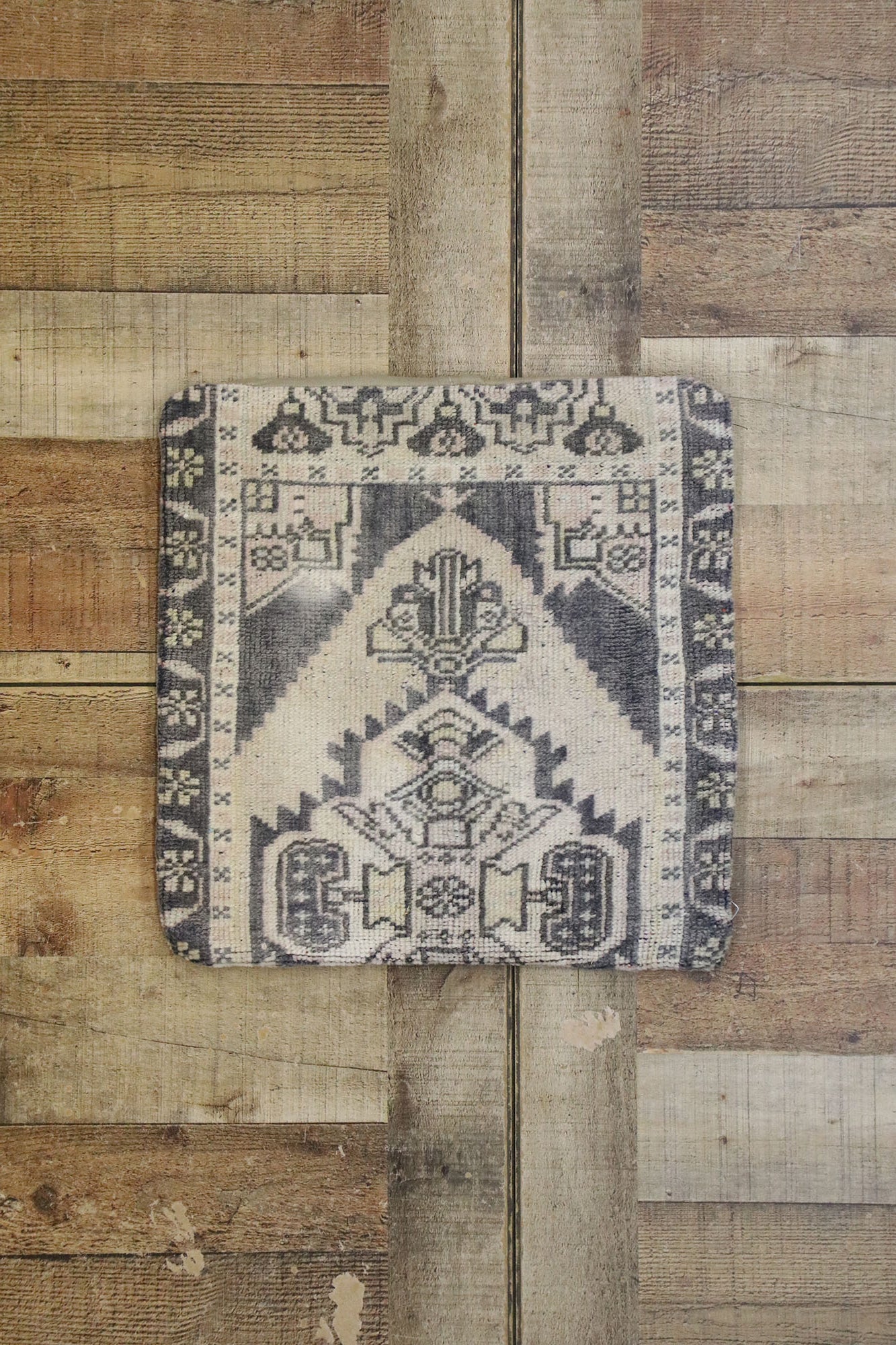 2 x 2 - Beige Vintage Turkish Pillow Rug - 53640