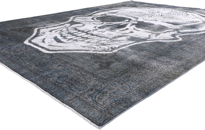 10 x 13 - Charcoal Dark Gray Vintage Persian Overdyed Rug - 80275