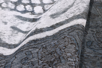 10 x 13 - Charcoal Dark Gray Vintage Persian Overdyed Rug - 80275