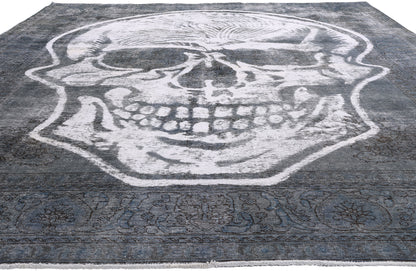 10 x 13 - Charcoal Dark Gray Vintage Persian Overdyed Rug - 80275