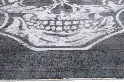 10 x 13 - Charcoal Dark Gray Vintage Persian Overdyed Rug - 80275