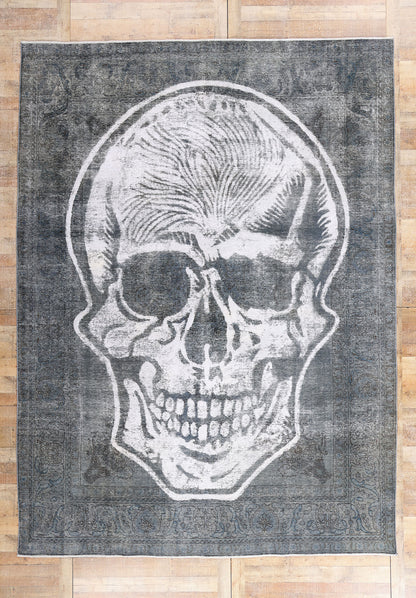 10 x 13 - Charcoal Dark Gray Vintage Persian Overdyed Rug - 80275