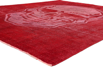 9 x 12 Red Vintage Overdyed Skull Rug 80458