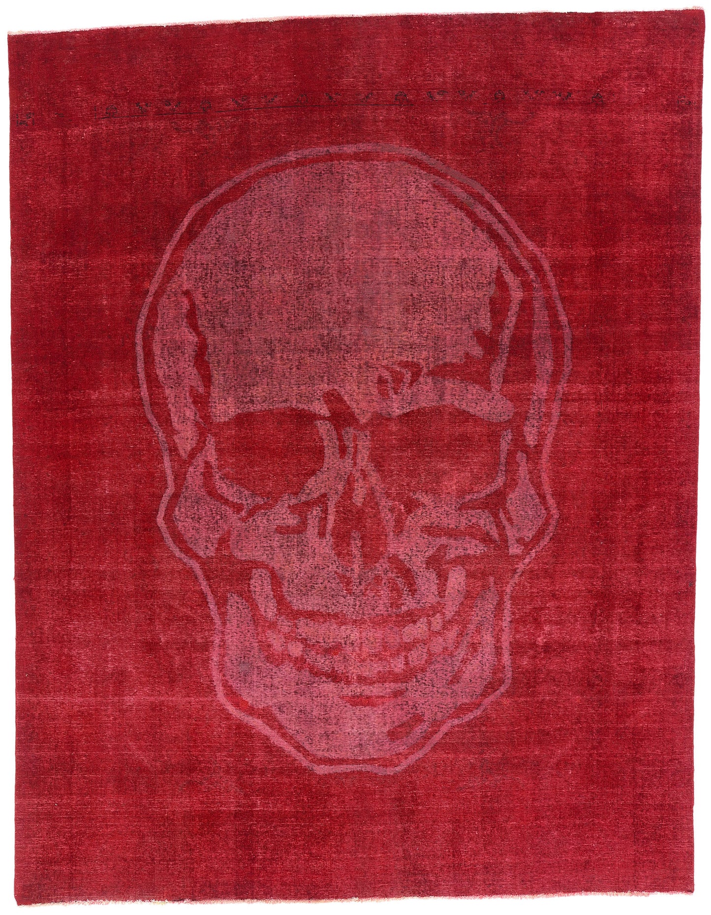 9 x 12 Red Vintage Overdyed Skull Rug 80458