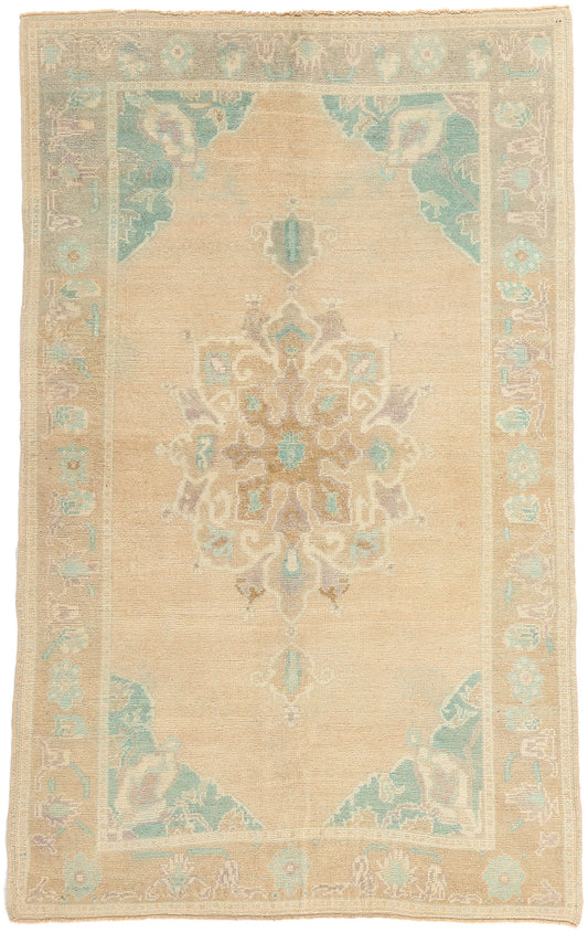 5 x 8 Vintage Pastel Turkish Oushak Rug 52957