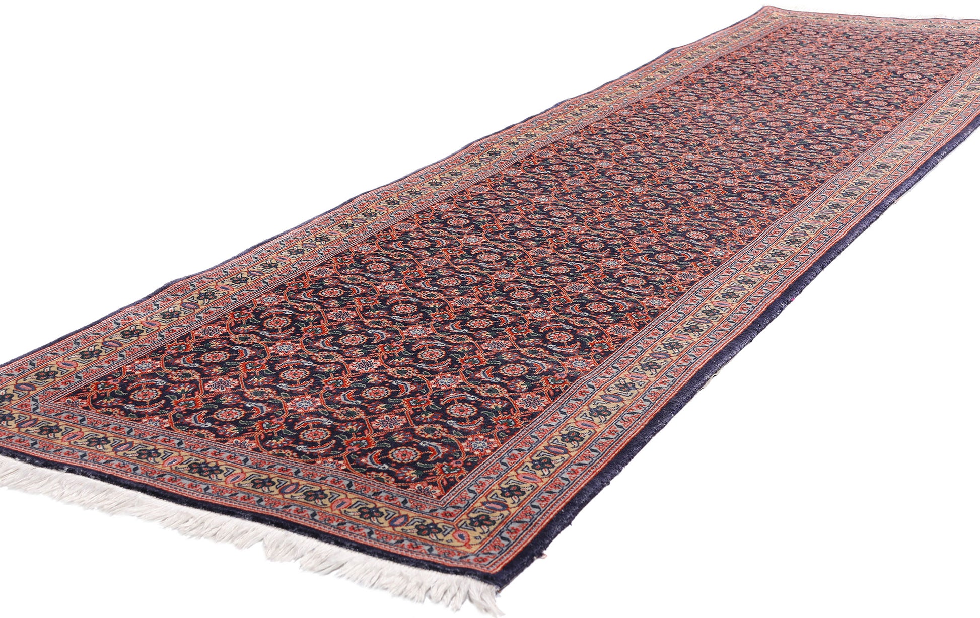 3 x 10 Navy Blue Vintage Persian Bijar Rug Runner 79316