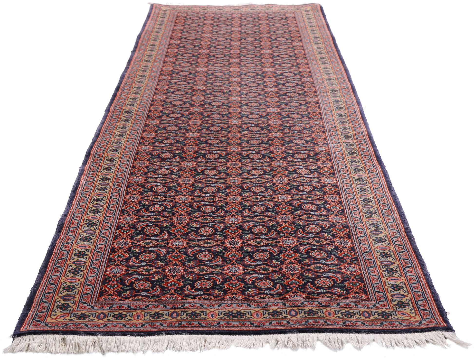 3 x 10 Navy Blue Vintage Persian Bijar Rug Runner 79316