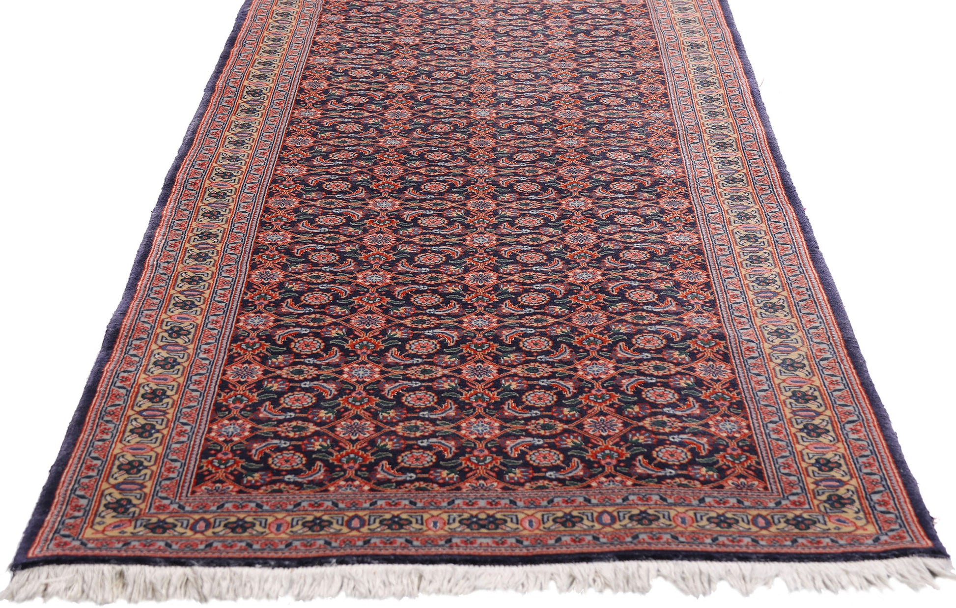 3 x 10 Navy Blue Vintage Persian Bijar Rug Runner 79316