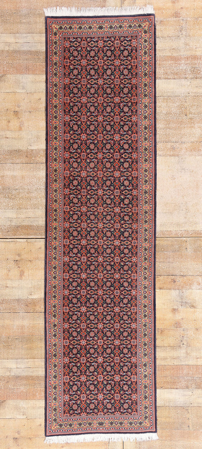 3 x 10 Navy Blue Vintage Persian Bijar Rug Runner 79316