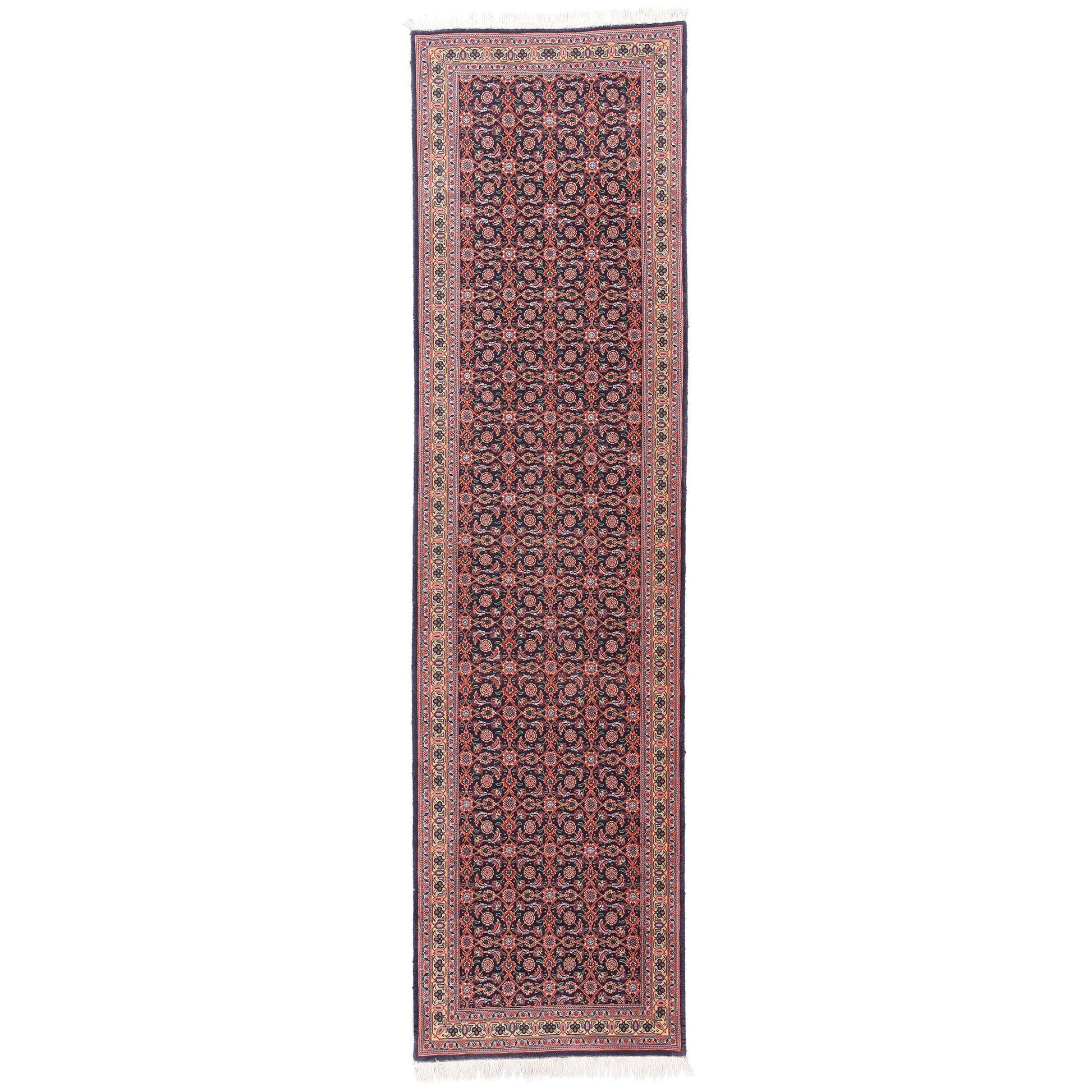 3 x 10 Navy Blue Vintage Persian Bijar Rug Runner 79316