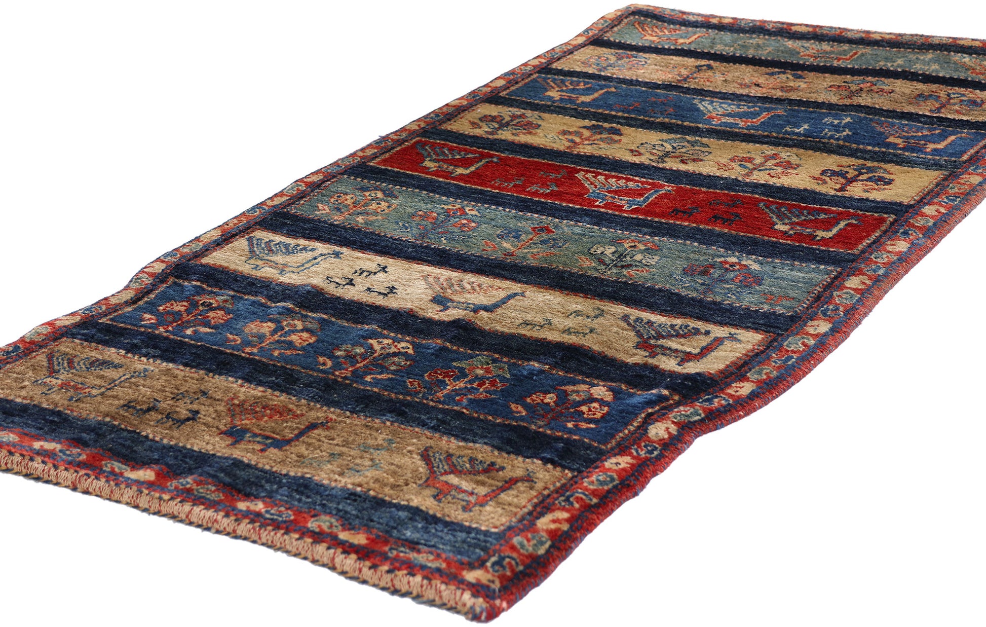 2 x 5 Navy Blue Vintage Persian Gabbeh Rug 79337