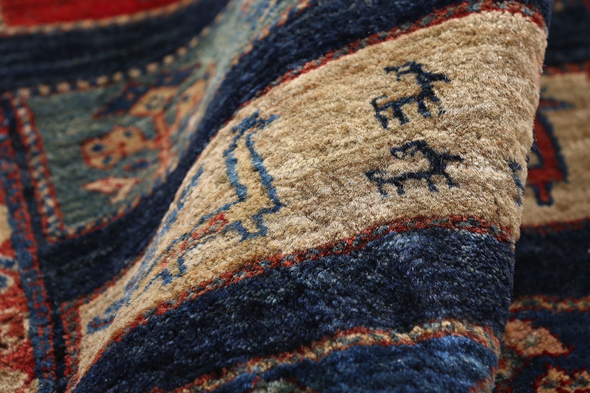 2 x 5 Navy Blue Vintage Persian Gabbeh Rug 79337