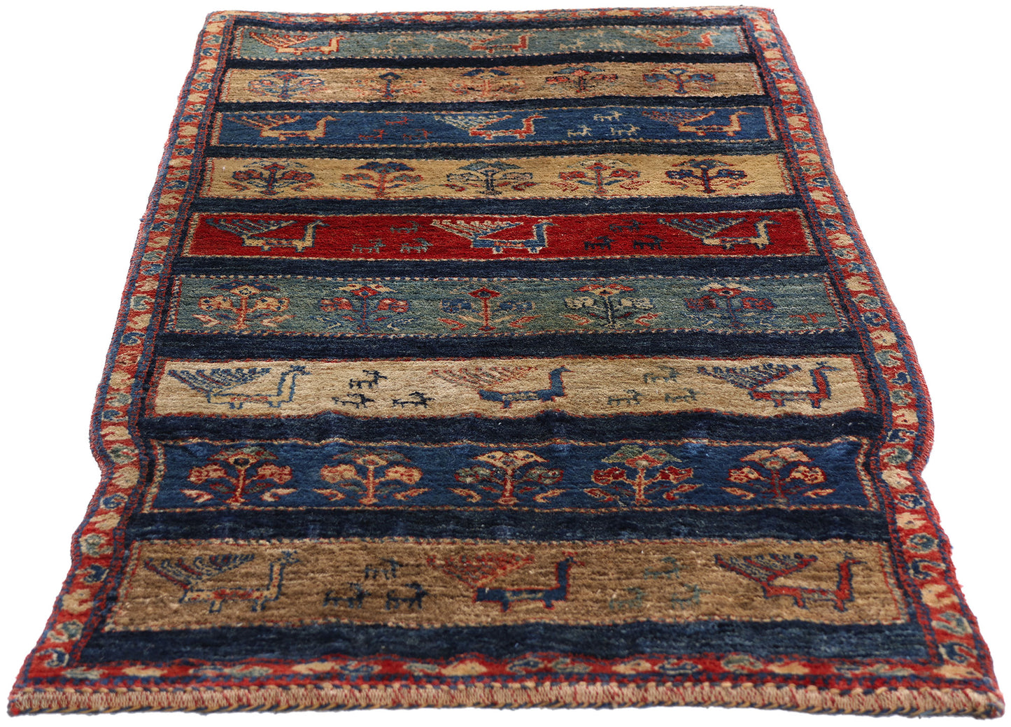 2 x 5 Navy Blue Vintage Persian Gabbeh Rug 79337
