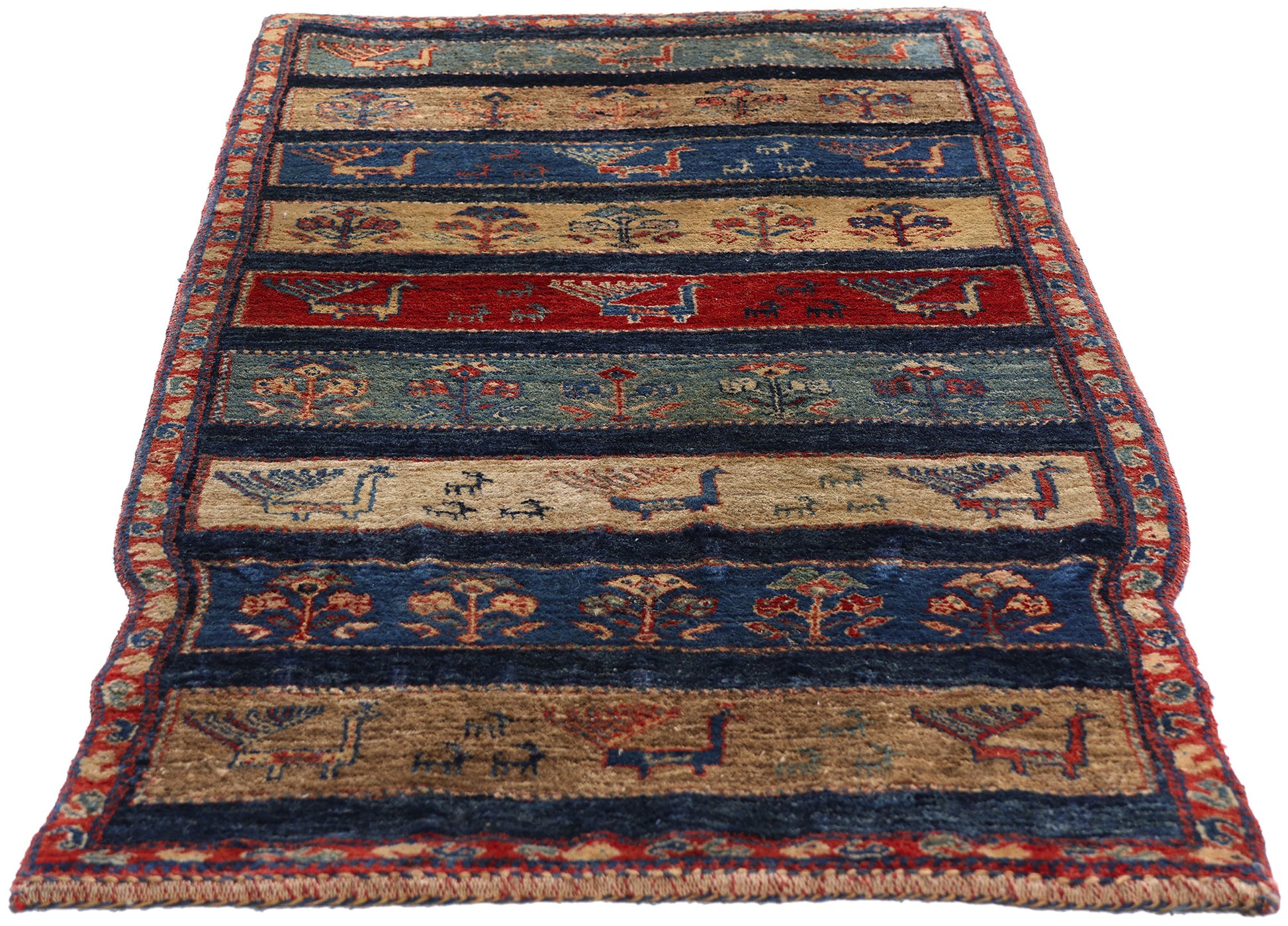 2 x 5 Navy Blue Vintage Persian Gabbeh Rug 79337