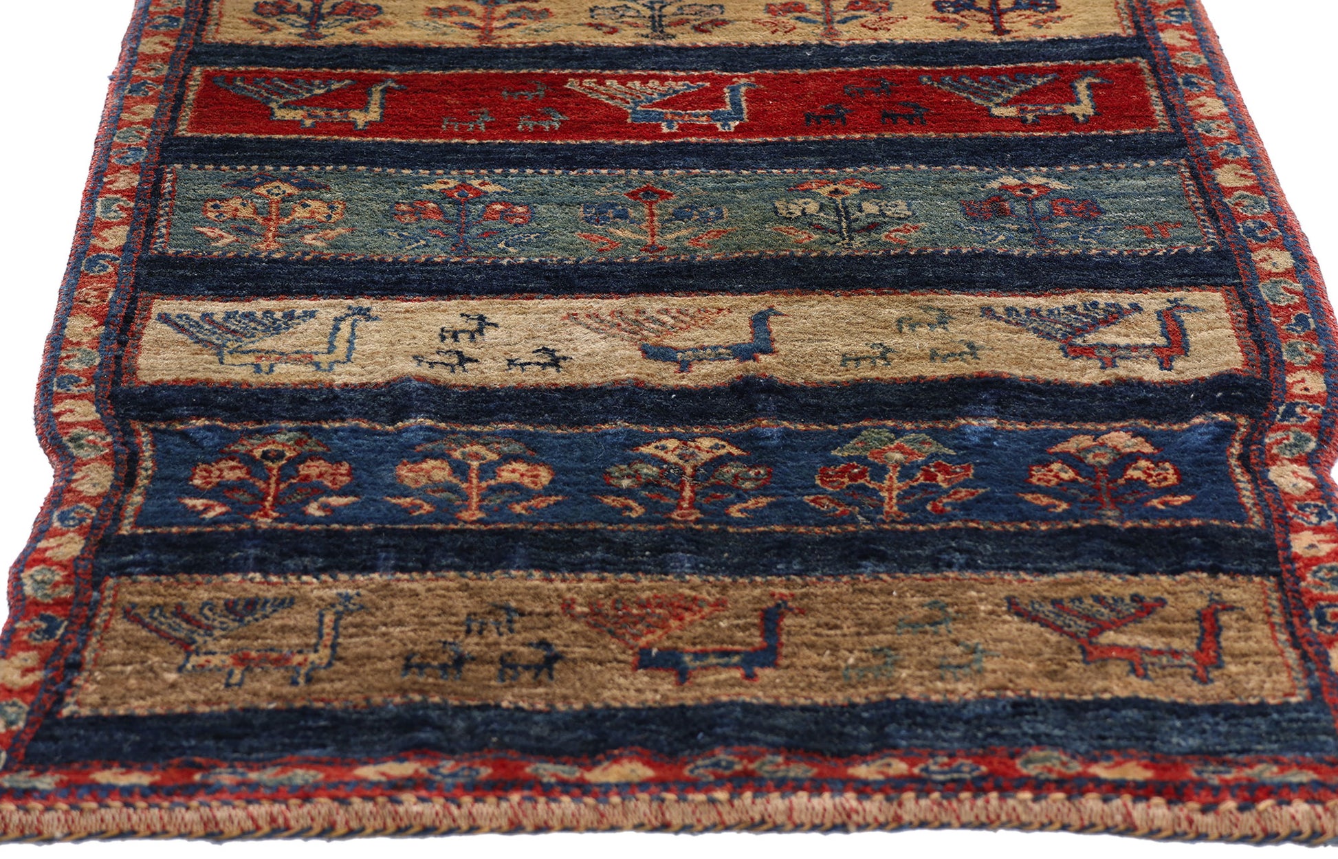 2 x 5 Navy Blue Vintage Persian Gabbeh Rug 79337