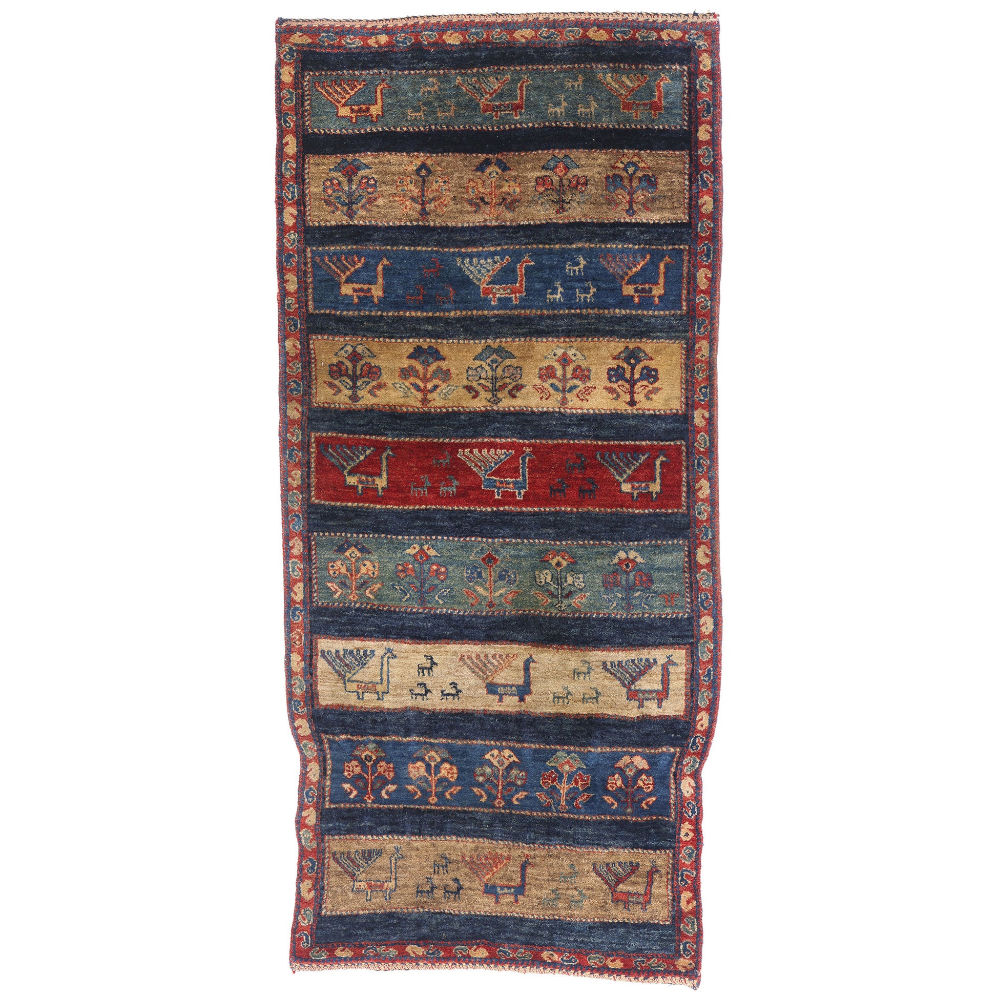 2 x 5 Navy Blue Vintage Persian Gabbeh Rug 79337