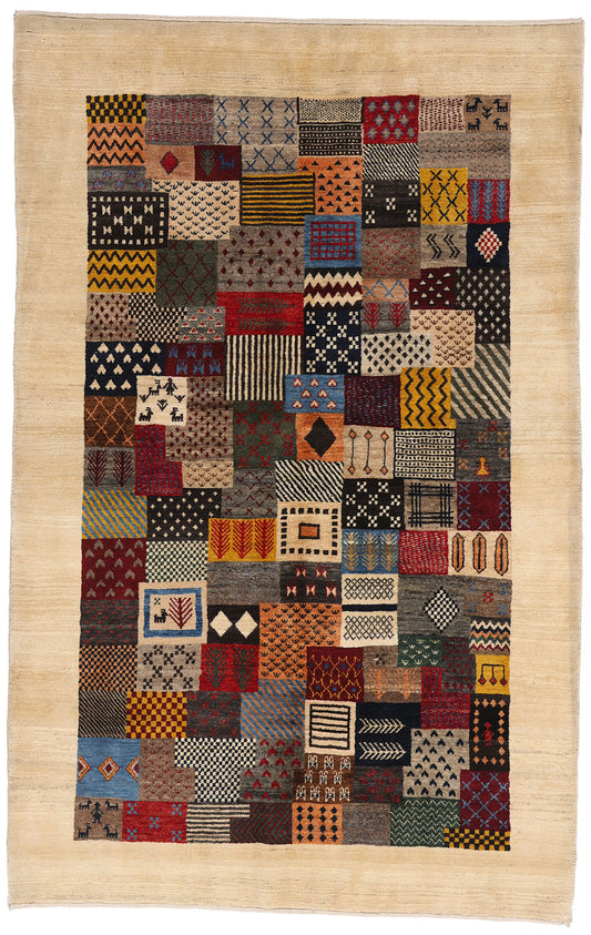 4 x 7 Multicolor Vintage Persian Gabbeh Rug 61495