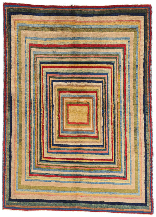 5 x 6 Multicolor Vintage Persian Gabbeh Rug 61508