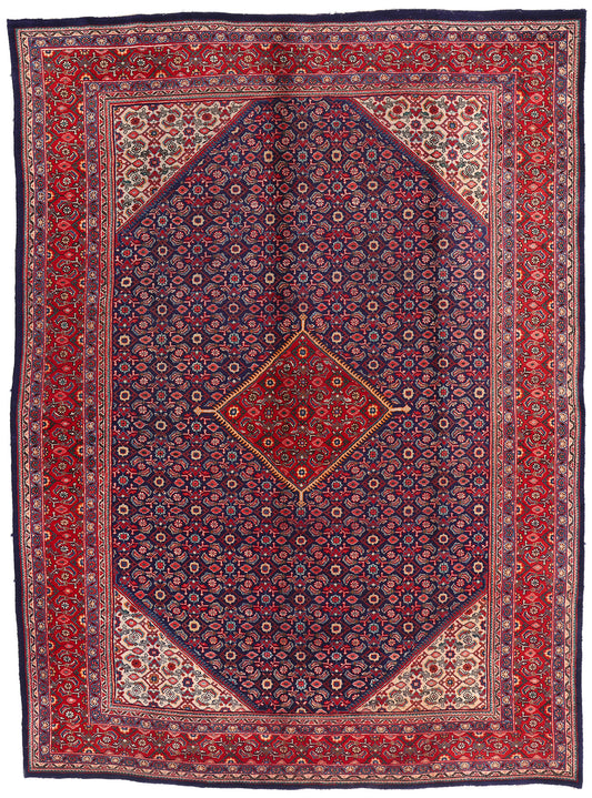 10 x 13 - Navy Blue Vintage Persian Hamadan Rug - 77149