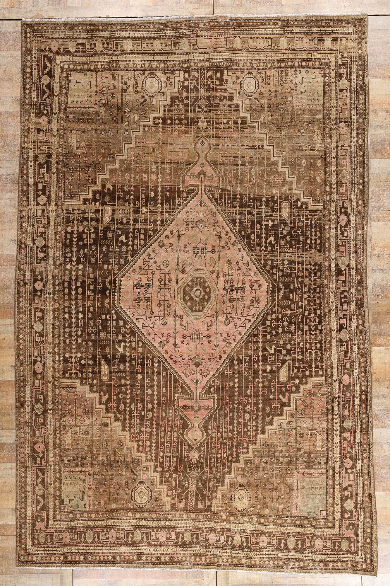 10 x 15 Brown Vintage Persian Malayer Hamadan Rug 61401