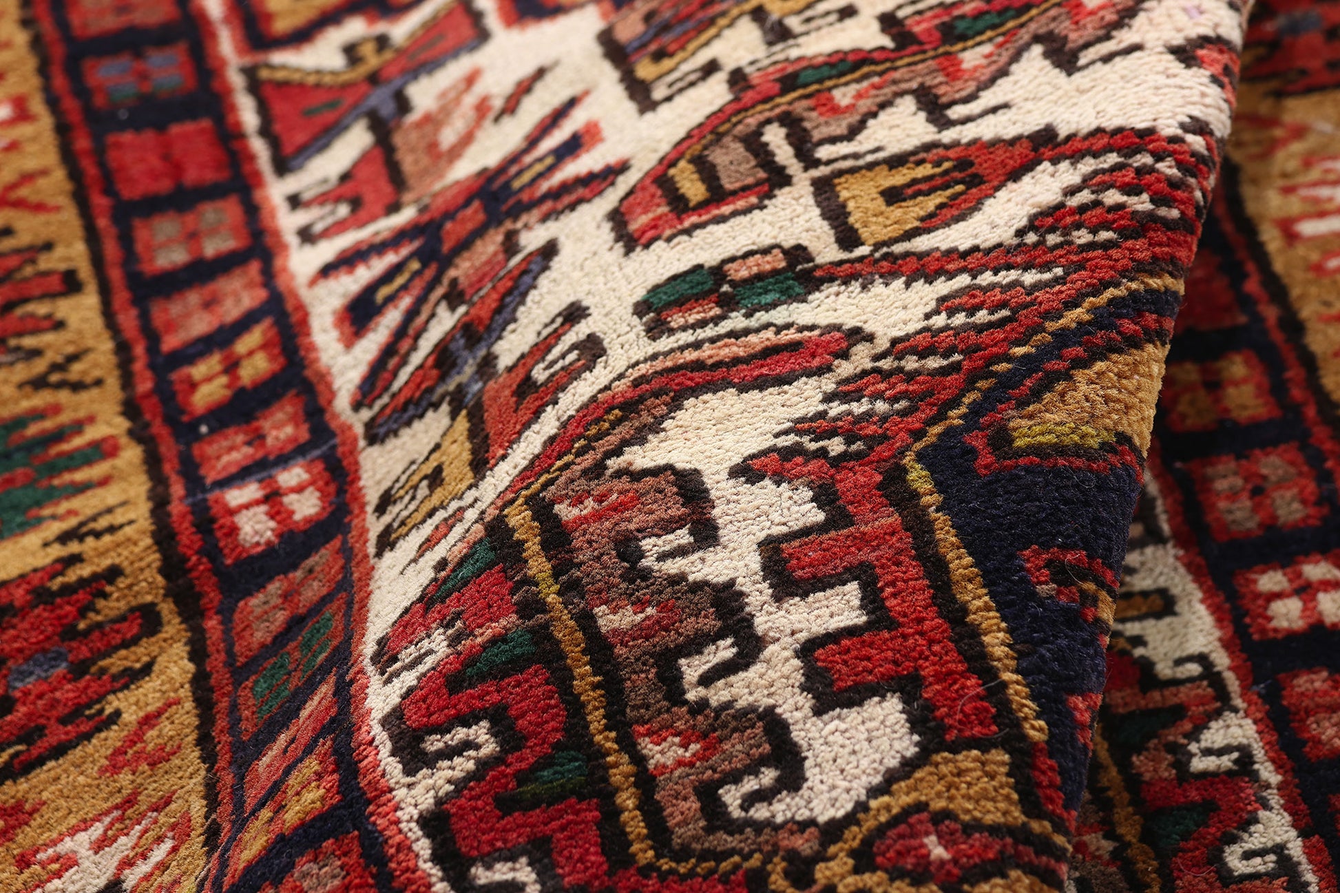 3 x 11 Ivory Vintage Persian Heriz Rug 61491