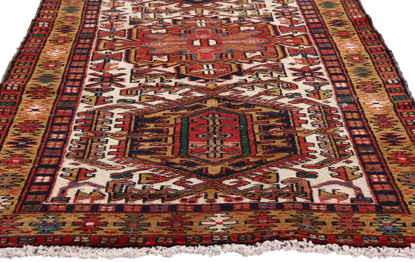 3 x 11 Ivory Vintage Persian Heriz Rug 61491