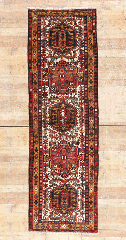 3 x 11 Ivory Vintage Persian Heriz Rug 61491