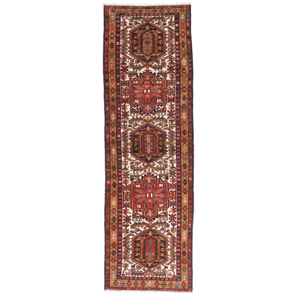 3 x 11 Ivory Vintage Persian Heriz Rug 61491