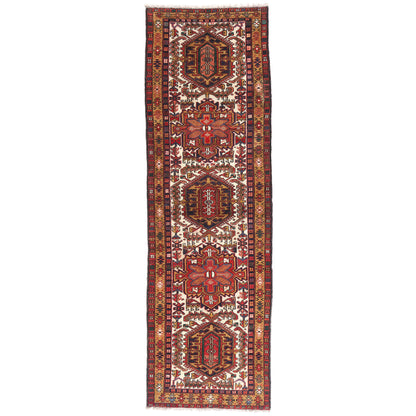 3 x 11 Ivory Vintage Persian Heriz Rug 61491