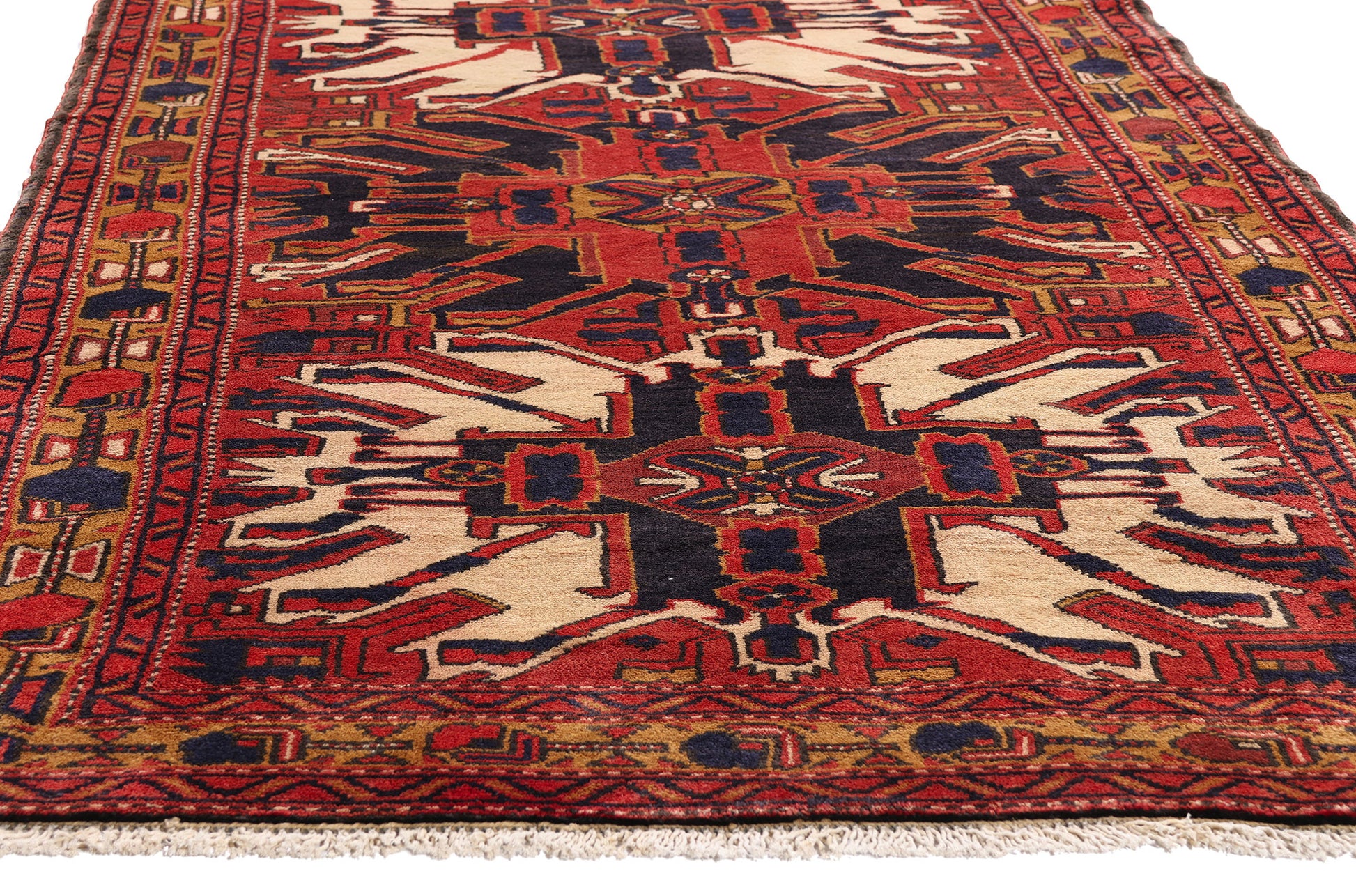 4 x 11 Red Vintage Persian Heriz Rug 61501