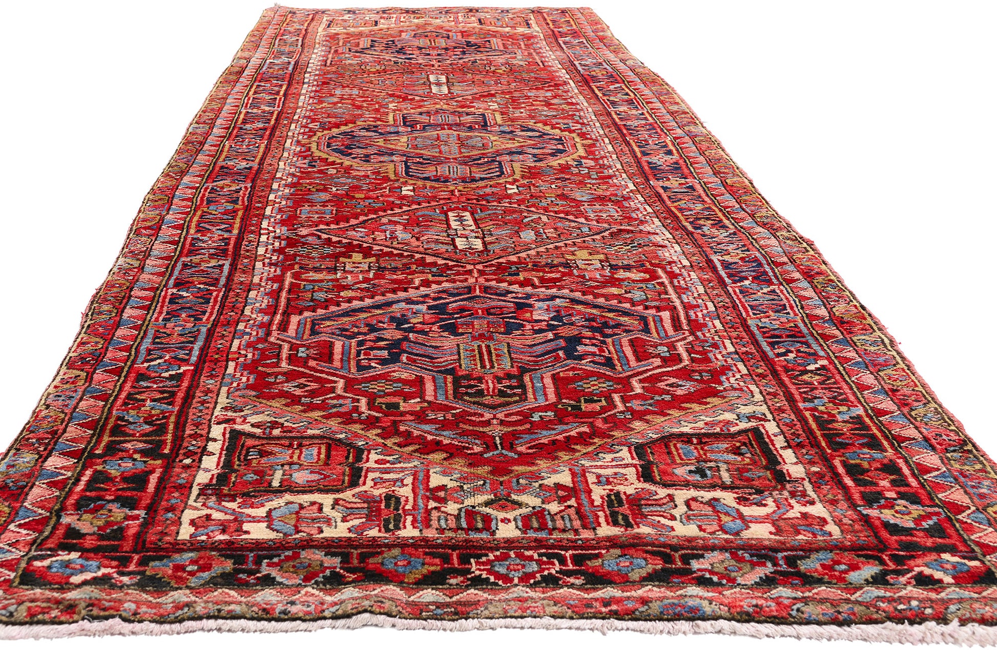 4 x 14 Red Vintage Persian Heriz Rug Runner 61507