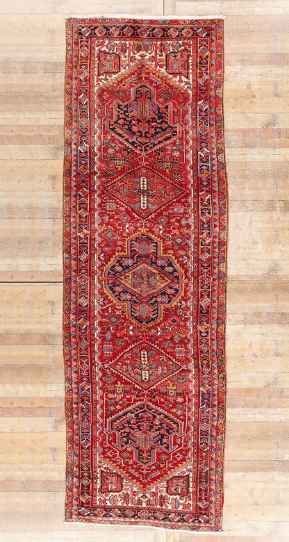 4 x 14 Red Vintage Persian Heriz Rug Runner 61507