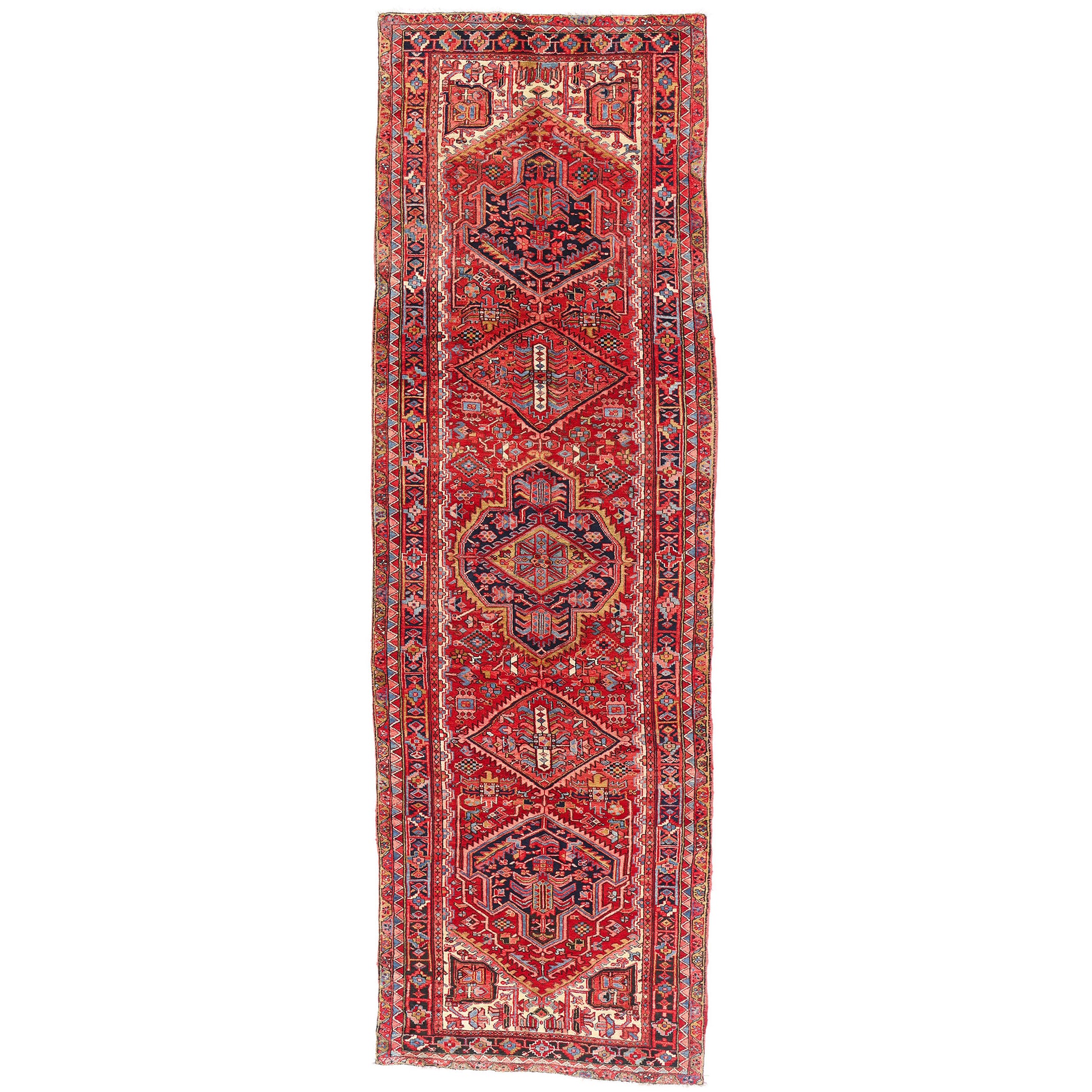 4 x 14 Red Vintage Persian Heriz Rug Runner 61507