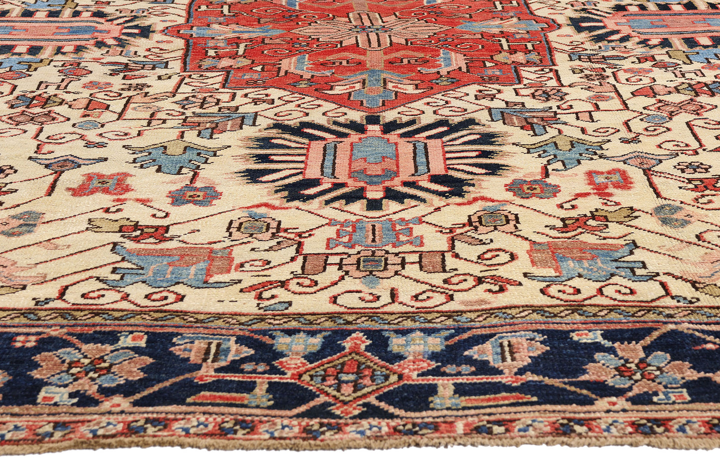 8 x 10 Ivory Vintage Persian Heriz Rug 61510