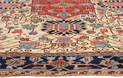 8 x 10 Ivory Vintage Persian Heriz Rug 61510