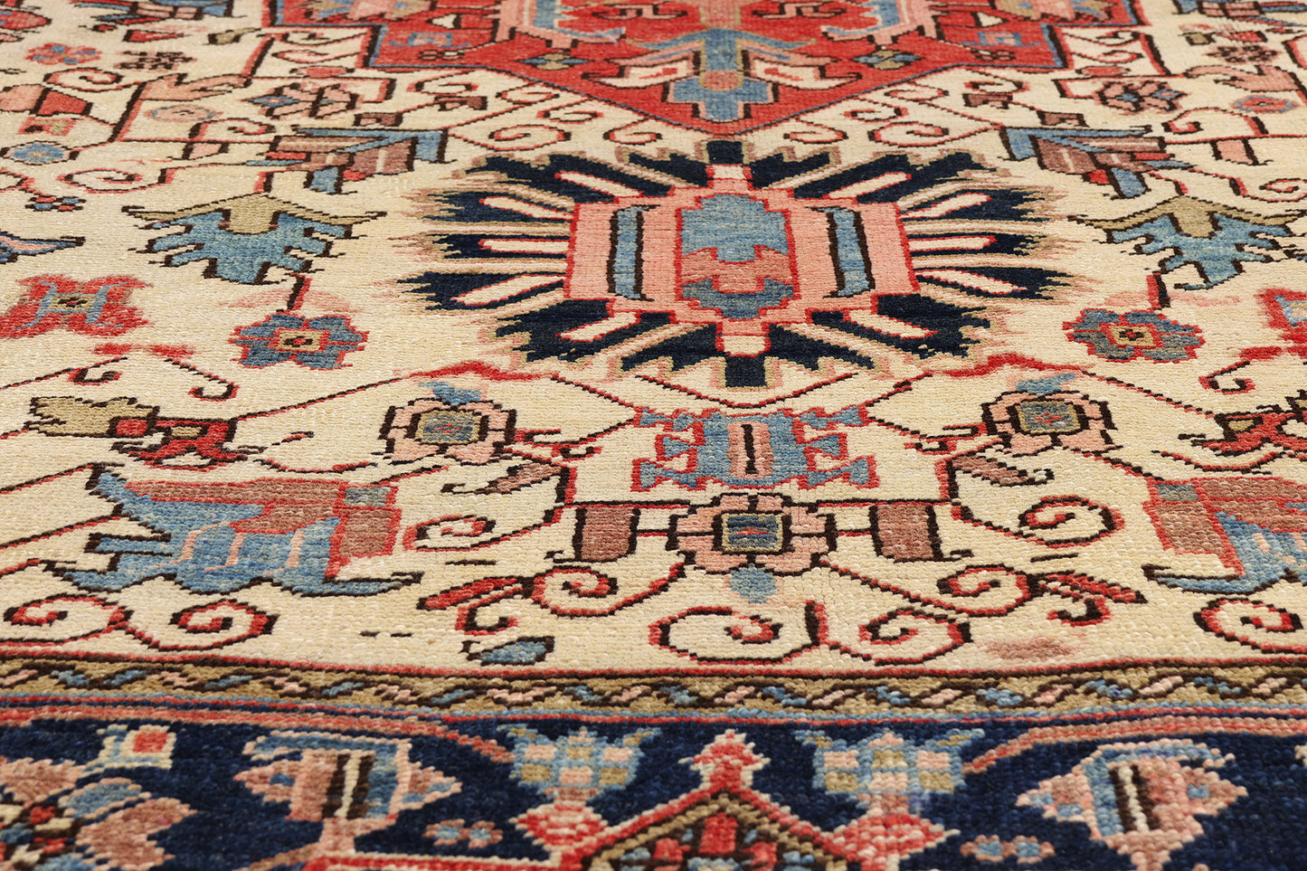 8 x 10 Ivory Vintage Persian Heriz Rug 61510