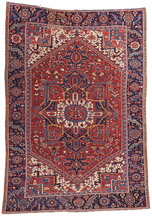 8 x 11 Vintage Persian Heriz Rug 90006