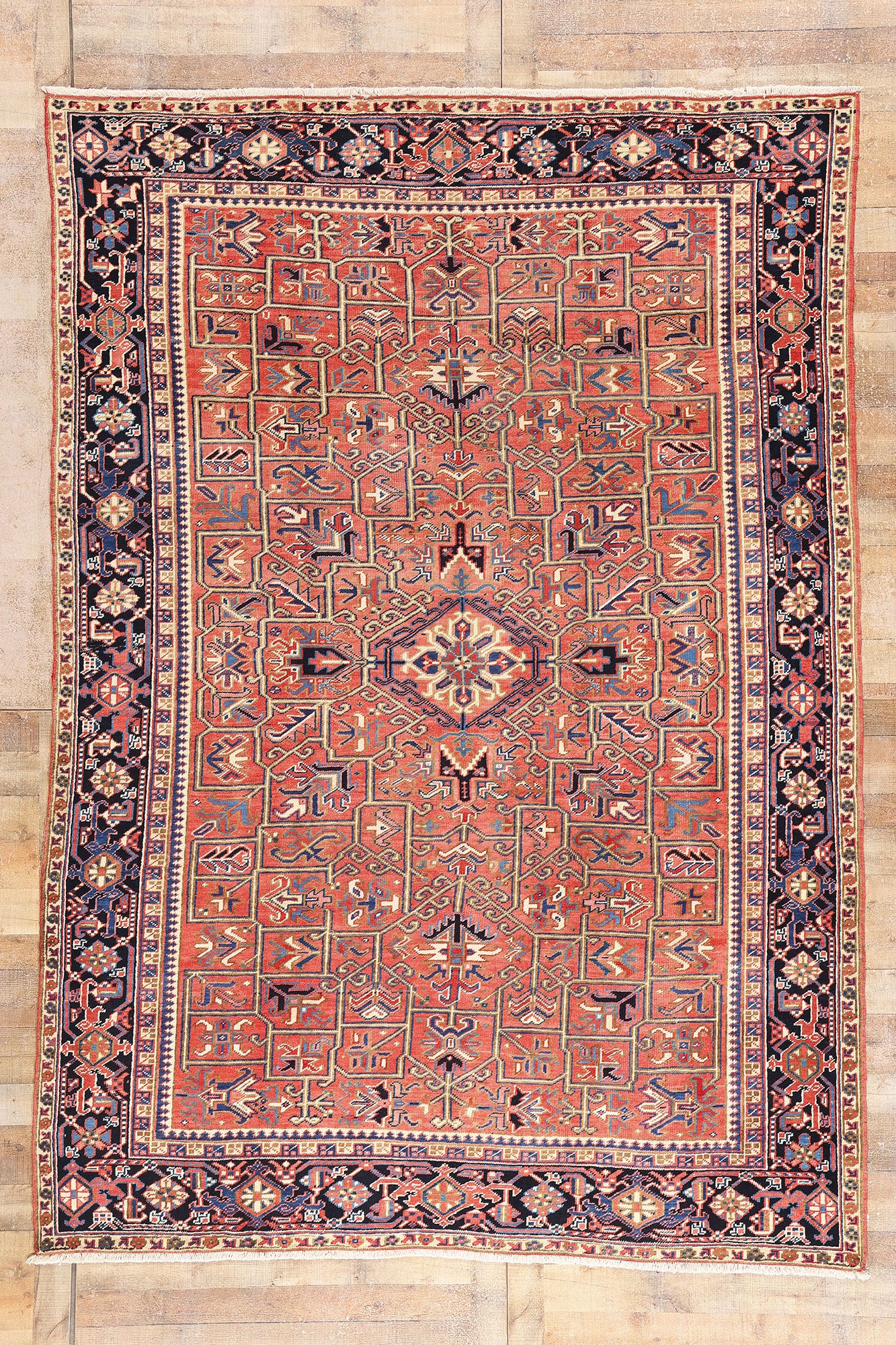 8 x 11 Red Vintage Persian Heriz Rug 61494
