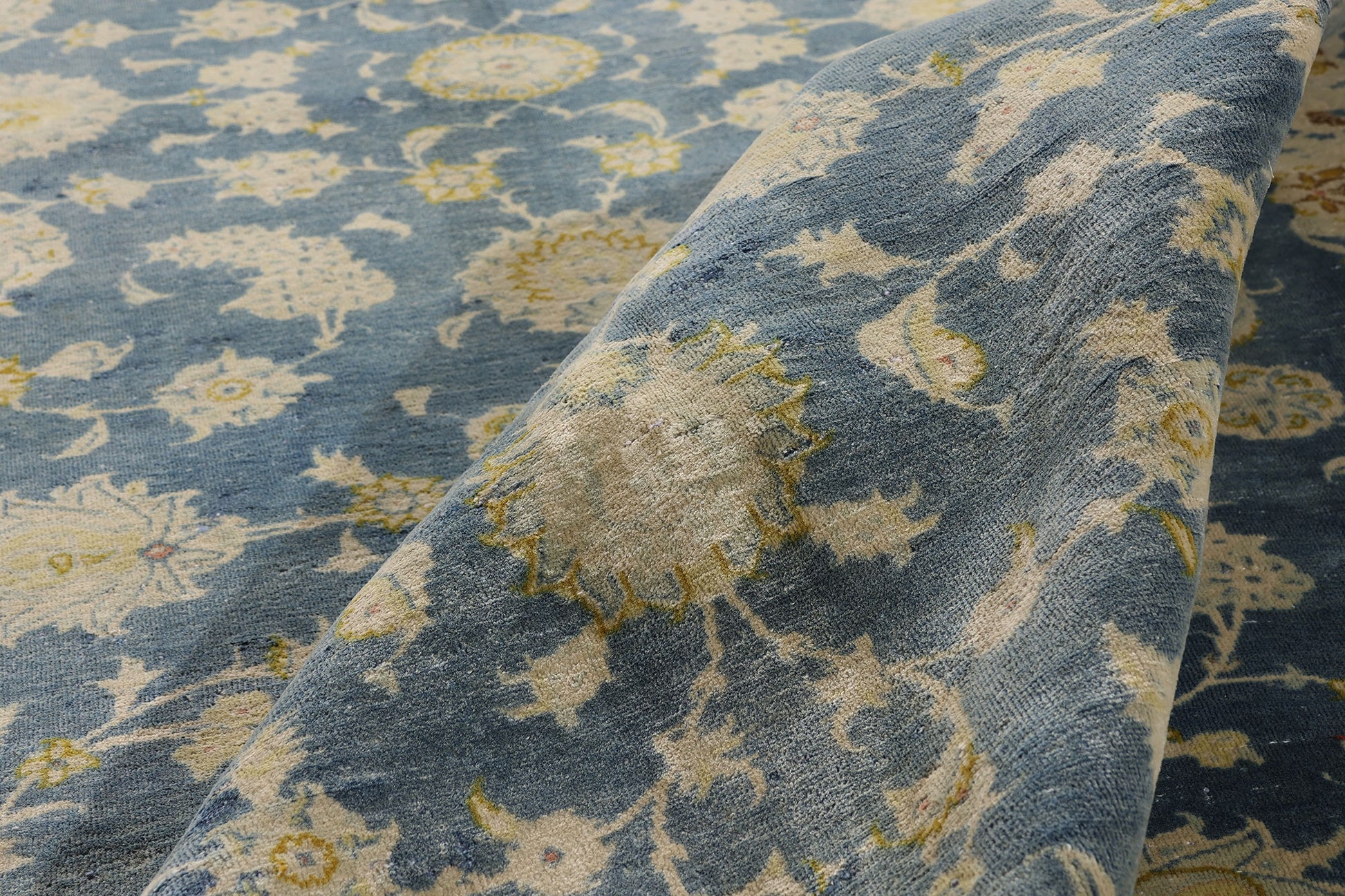 10 x 13 Blue Antique Persian Kashan Rug 61518