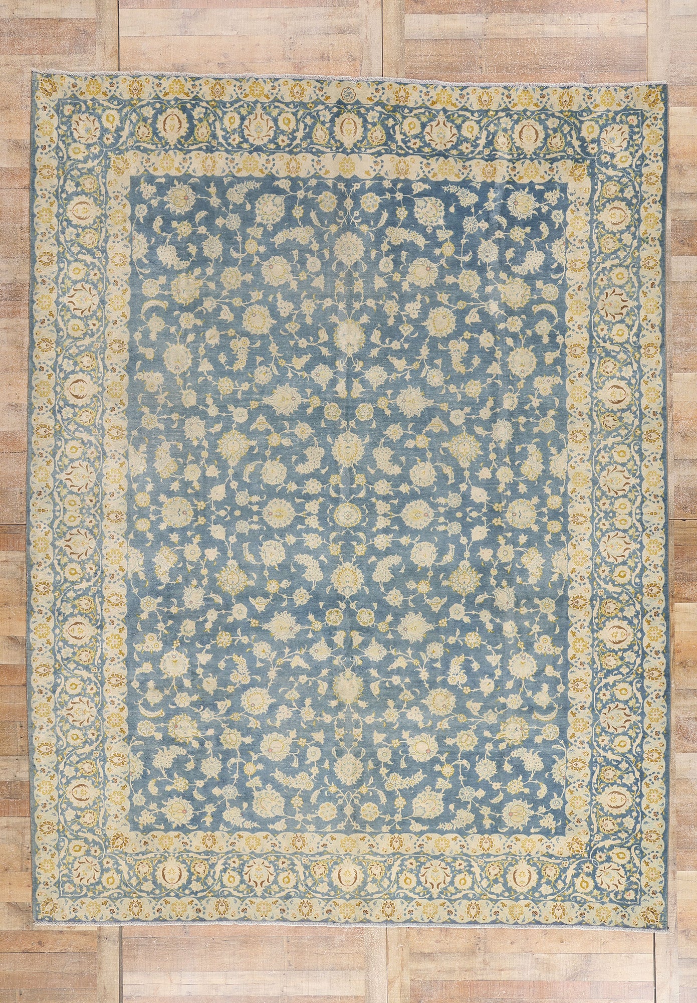 10 x 13 Blue Antique Persian Kashan Rug 61518