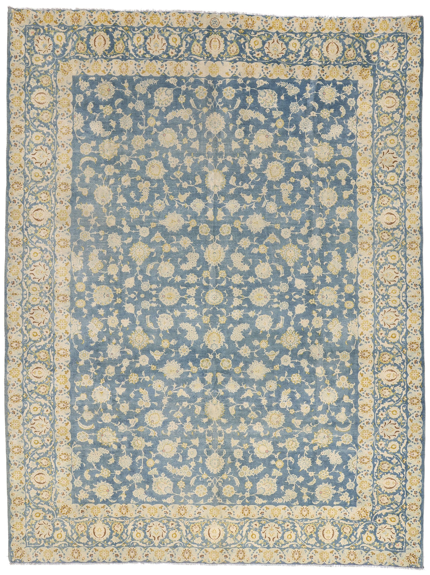 10 x 13 Blue Antique Persian Kashan Rug 61518