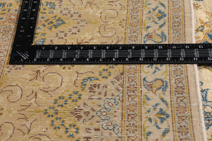10 x 13 Beige Vintage Persian Kashan Rug 61523