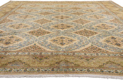 10 x 13 Beige Vintage Persian Kashan Rug 61523