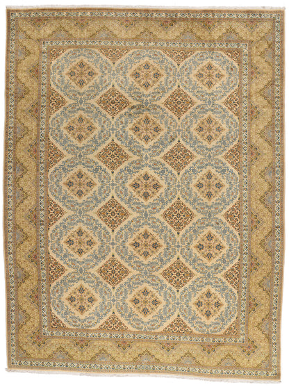 10 x 13 Beige Vintage Persian Kashan Rug 61523
