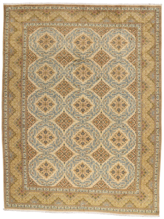10 x 13 Beige Vintage Persian Kashan Rug 61523