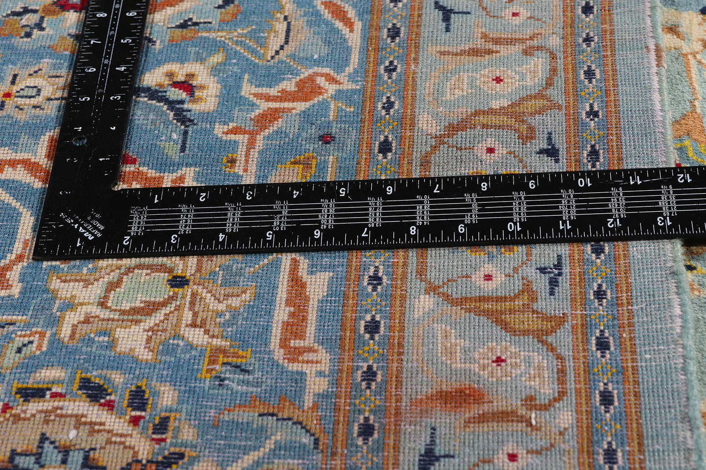 10 x 14 Light Blue Vintage Persian Kashan Rug 61486