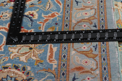 10 x 14 Light Blue Vintage Persian Kashan Rug 61486